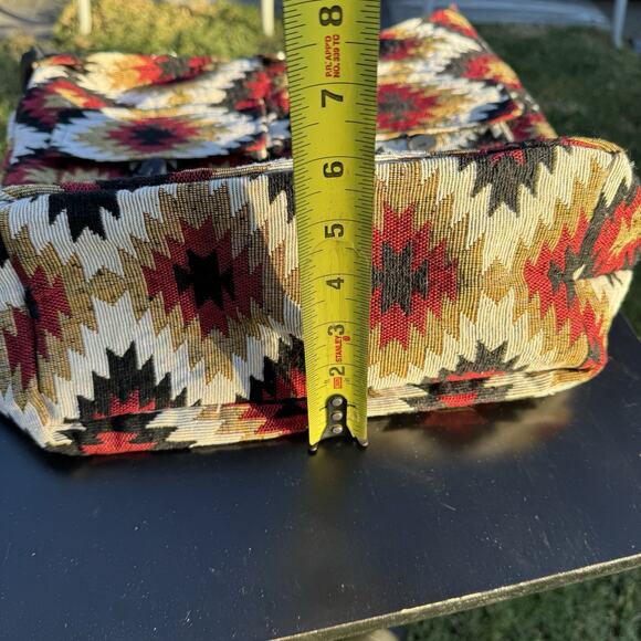 Handmade Blanket Tote Southwestern Navajo Boho Tan Red Black Large Shoulder Bag - Picture 12 of 14